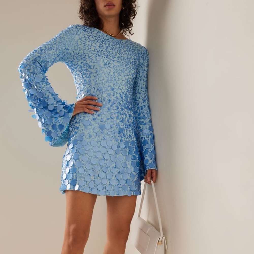 LoveShackFancy Lightning Dress in Misty Blue Size XS